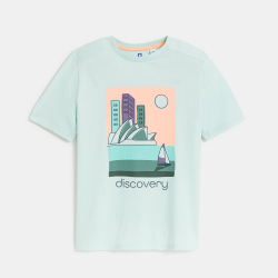 تيشيرت مزين برسمة باللون الأخضر للأولاد